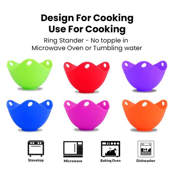 6-Pack: Silicone Egg Poaching Cooking Cups Set - Picture 4 of 5
